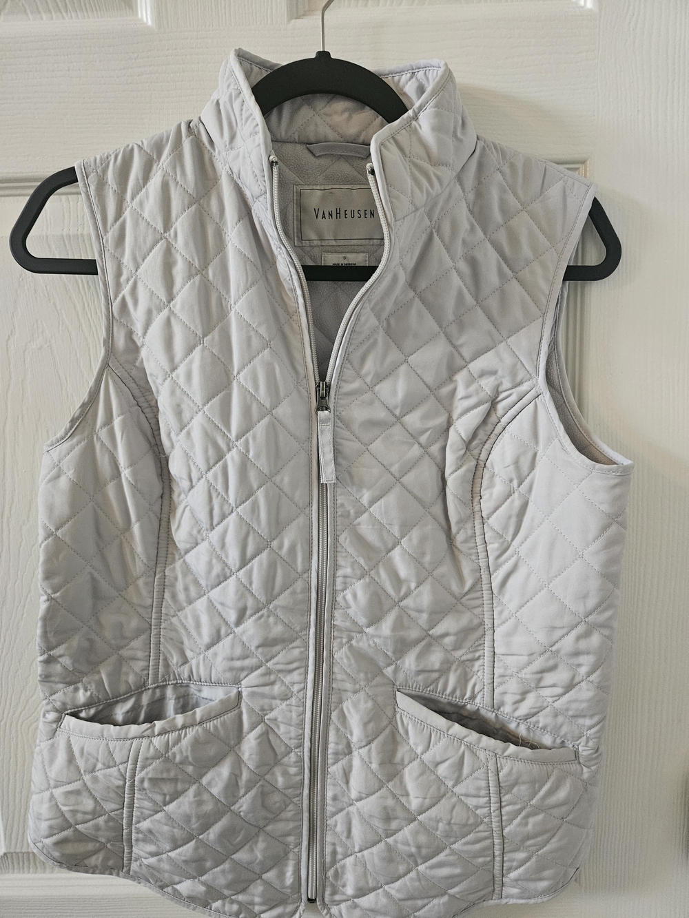 Van Heusen Diamond Quilted Fleece Lined Vest -n Heusen Quilted Light Gray Vest
